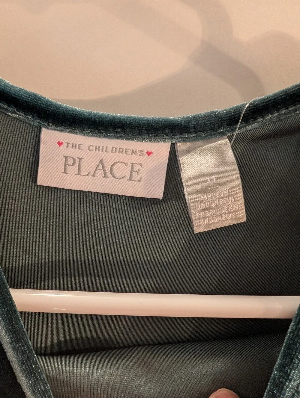 Children's Place 3T Velvet Long Sleeve Peplum Top in Deep Green NWT
